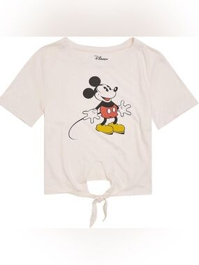 Like NEW Disney Cropped Mickey Tie Front Tee